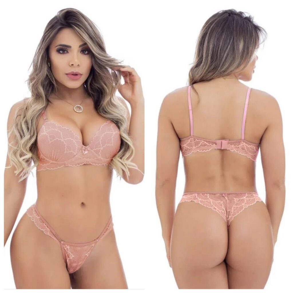 Conjunto B Sico Rendado Ros J Lingerie Vega Love