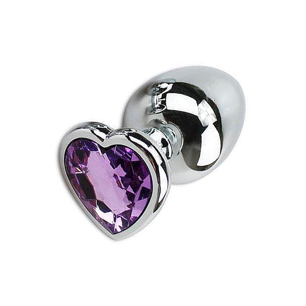 Plug Anal Em Ao Cristal Formato Corao Roxo 9 x 4 cm Tamanho G Sexy  Import - Vega Love