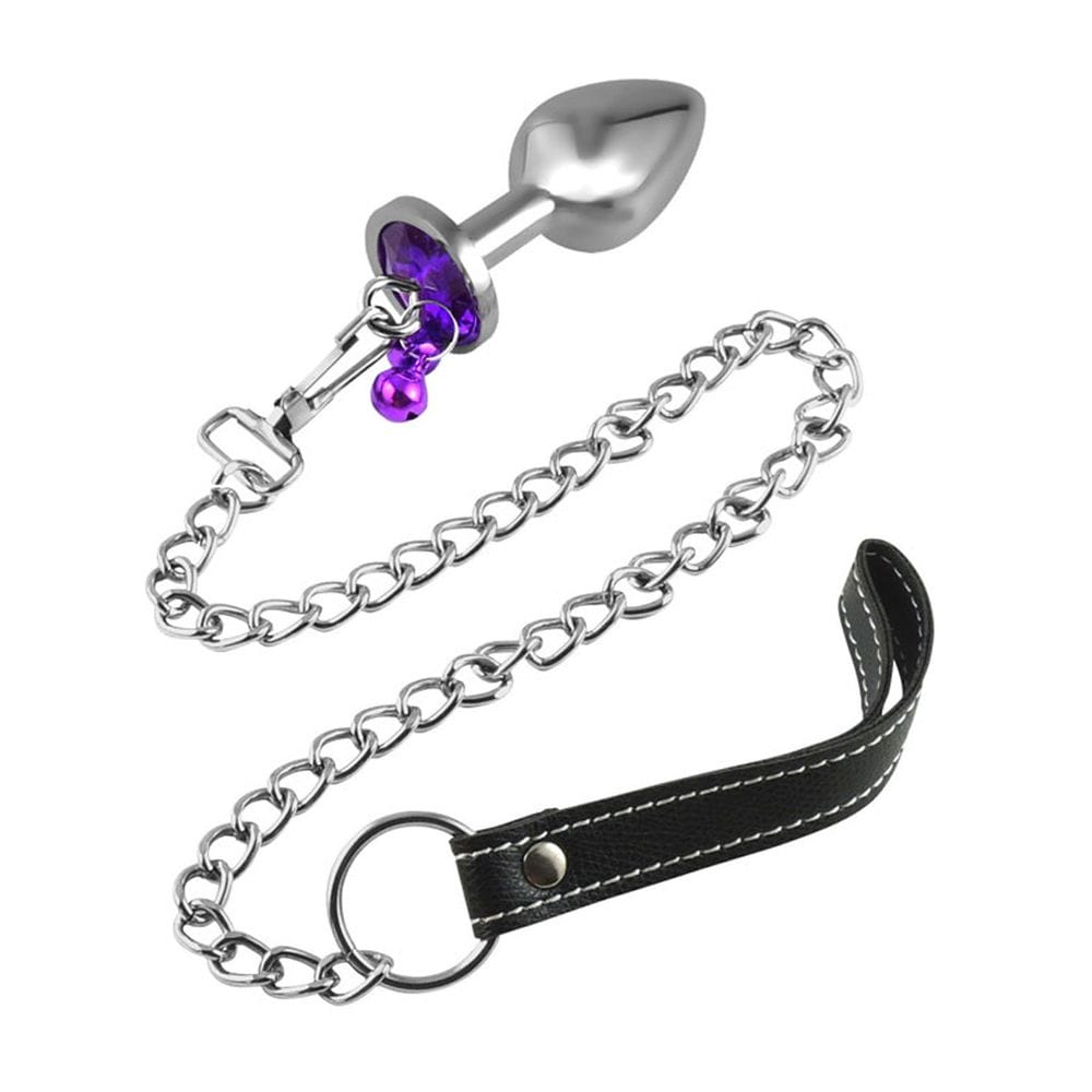 Plug Anal Ao Com Pedra De Cristal Roxa Com Corrente De Ao Import & Export  - Vega Love